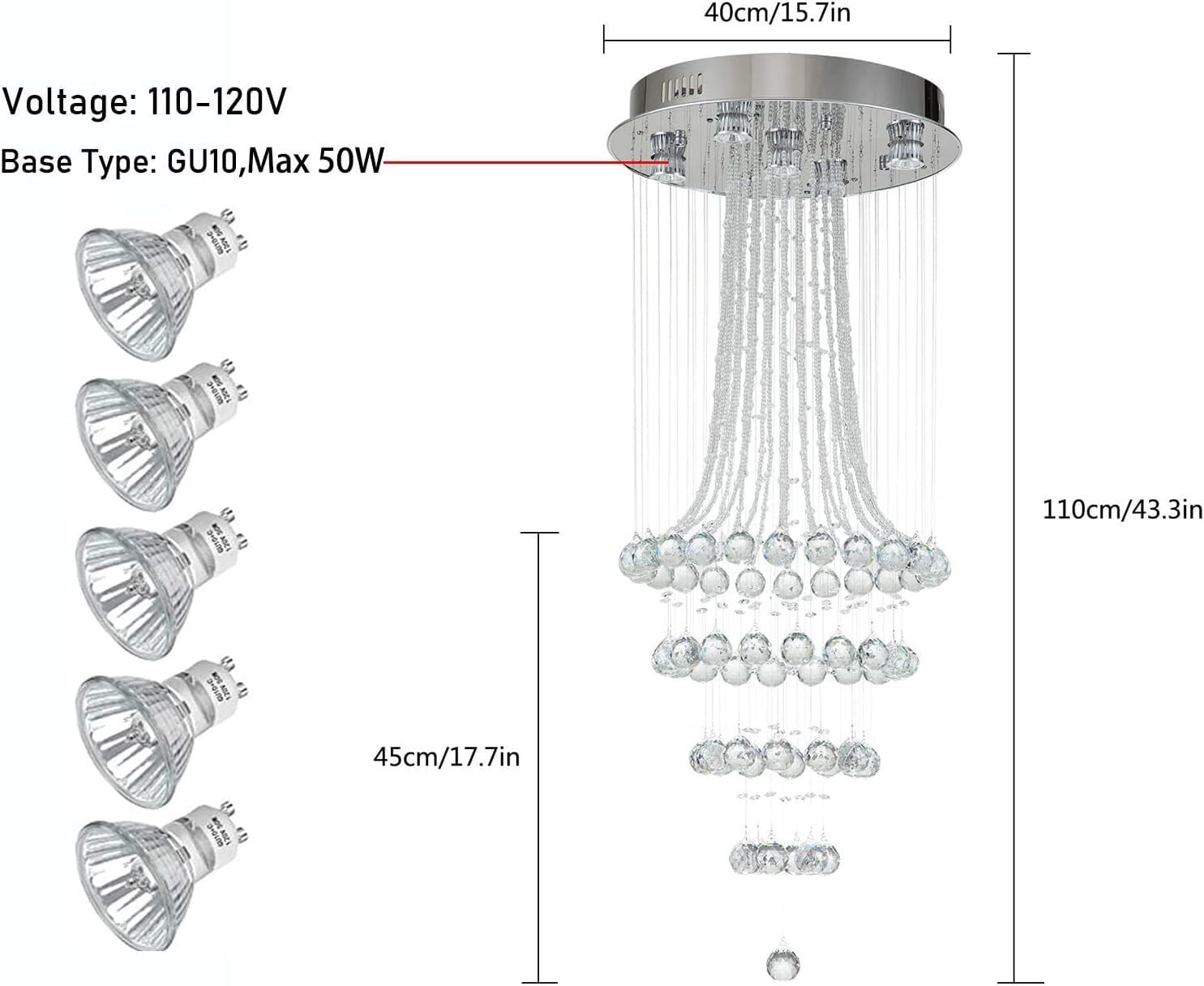 Nowoczesna lampa LED, K9 kryształowe oświetlenie kropli deszczu lampa wisząca podtynkowa sufitowa kompatybilna z jadalnią, przedpokój, schody