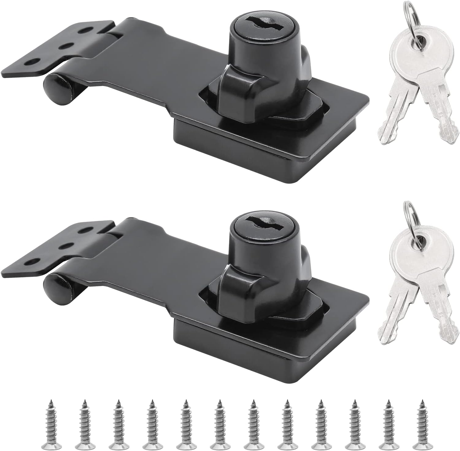 Unlorspy 2 PCS 4 Inch Keyed Hasp Locks, Twist Knob Keyed Locking Hasp