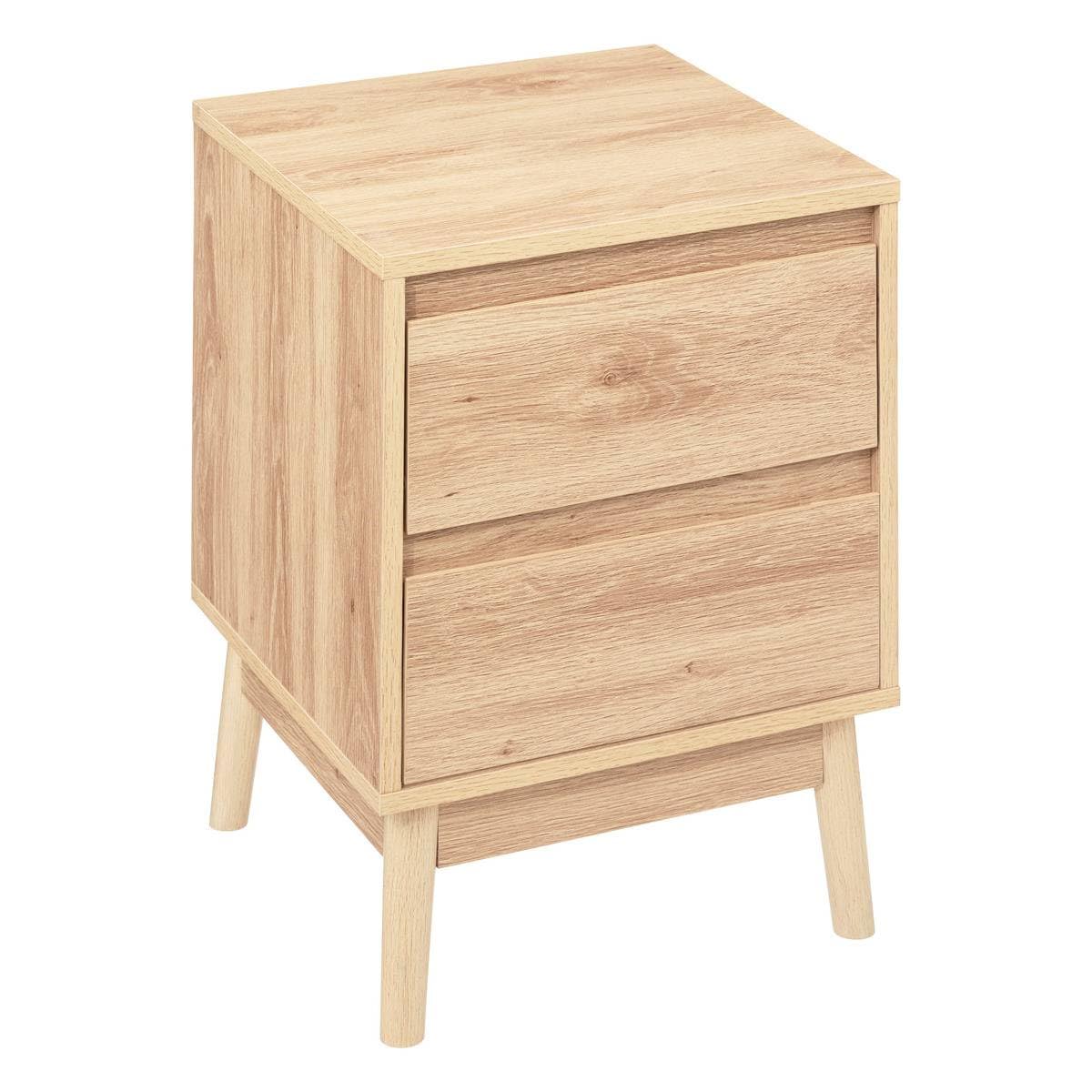 5five - Table de Chevet 2 tiroirs Effet chêne Naturel abana
