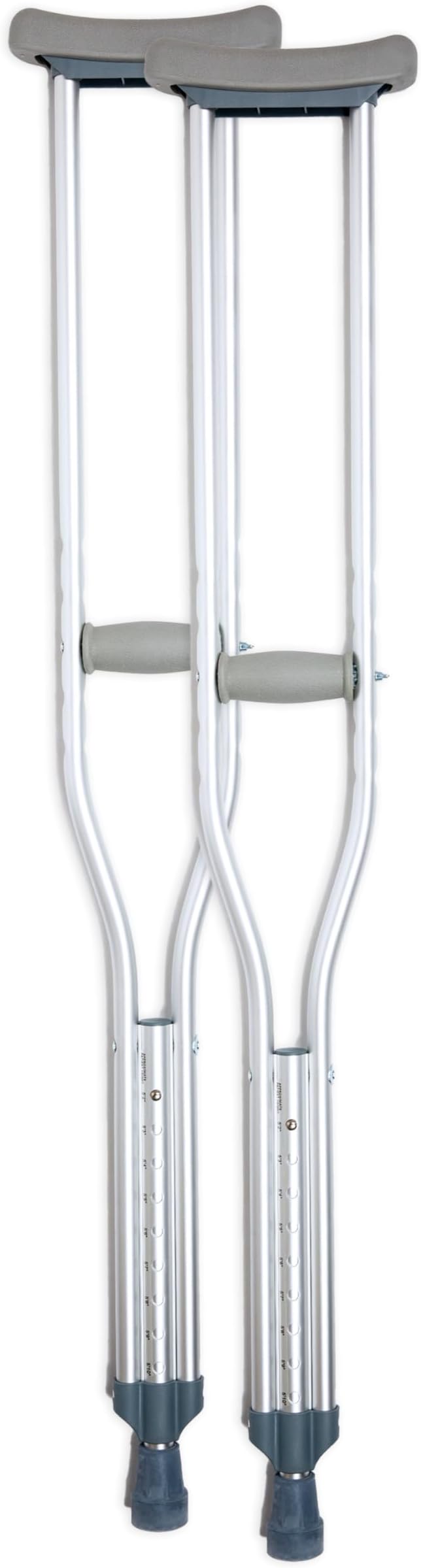 BodyMed Aluminum Crutches for Adults and Children – Pair of Lightweight, Height Adjustable Crutches – Includes Padded Underarm Cushions, Hand Grips, & Rubber Tips – Max. Weight Capacity 300 lb.