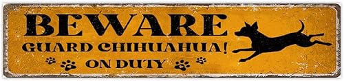Miniatura 7 de Homsuita Farmhouse Wood Signs Beware Guard Dogs on Duty Retro Wood Plaque Sign Quote Decorative Dog Warning Oil Painting Wall Art Motto Decor Signs