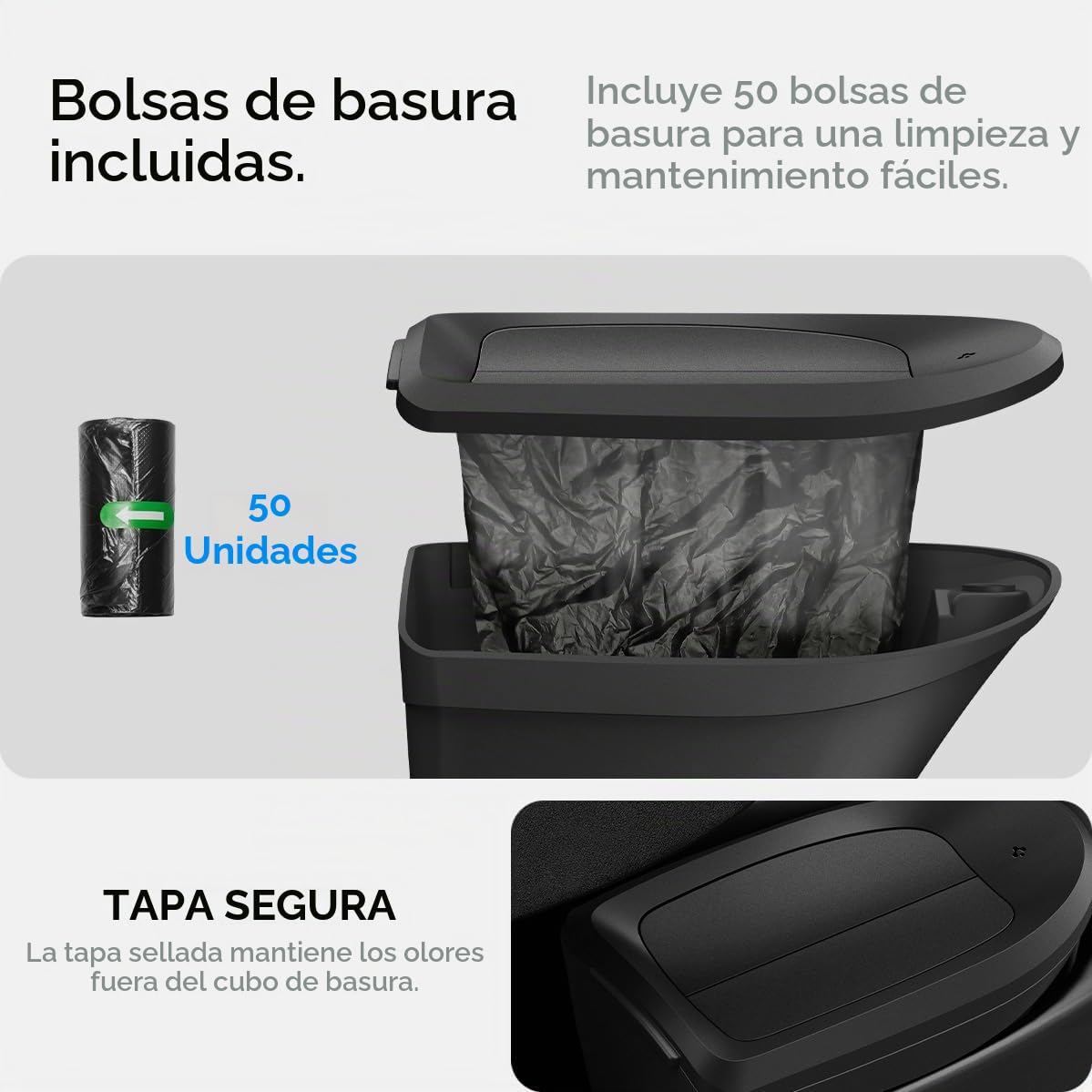 Spigen Papelera para Puerta del Coche Tesla Model Y 2020–2024 (Solo Lado del Conductor) – Diseño Compacto para Interior del Vehículo con 50 Bolsas Desechables Incluidas