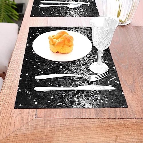Sets de table en PVC résistant chaleur antidérapant noir blanc - 8