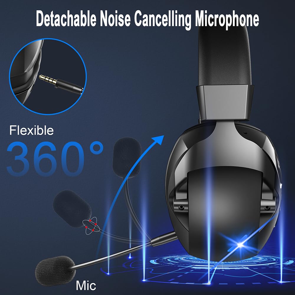 Cuffie da Gioco Microfono Wireless con Cancellazione del Rumore Surround 3D per PC Spugna Traspirante Driver da 50 Mm Leggero Durevole Durata della Batteria di 36 Ore (#2)