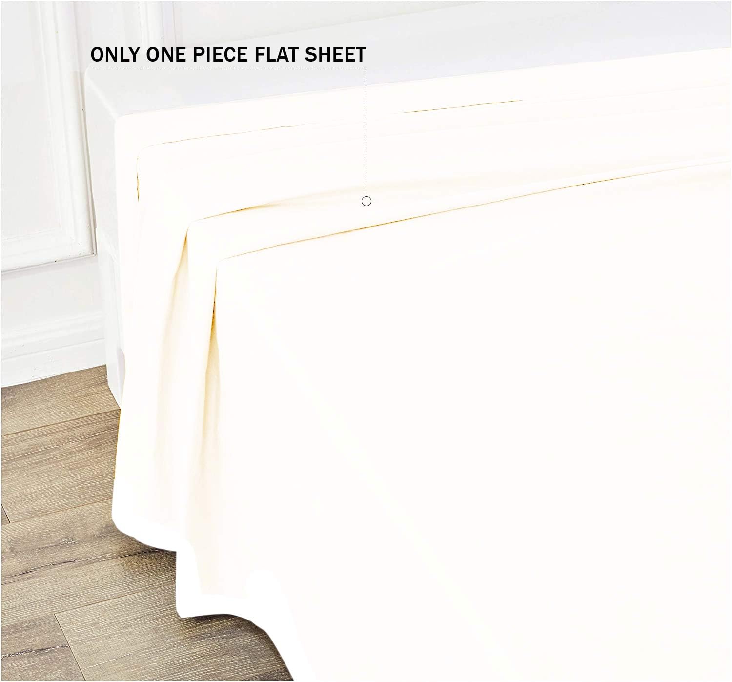Cal King Size Flat Sheet - 600 Thread Count Sateen Weave - 100% Cotton Sateen Top Sheet Only - Soft, Cooling, Breathable & Wrinkle-Resistant – Hotel-Style Luxury Bedding (Ivory)