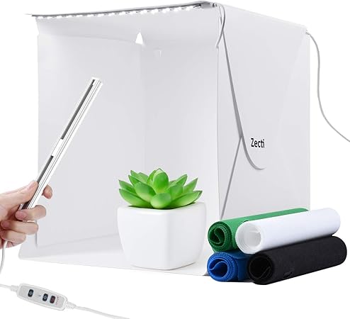 Amazon 撮影ボックス Zecti 簡易スタジオ 撮影キット 撮影ブース 33 30 31cm 折りたたみ式 Ledライト付き 明るさを調整可能 4色背景布 マジックテープで組み立て 小物撮影 メルカリ フリマアプリで出品に対応 Zecti 簡易スタジオ