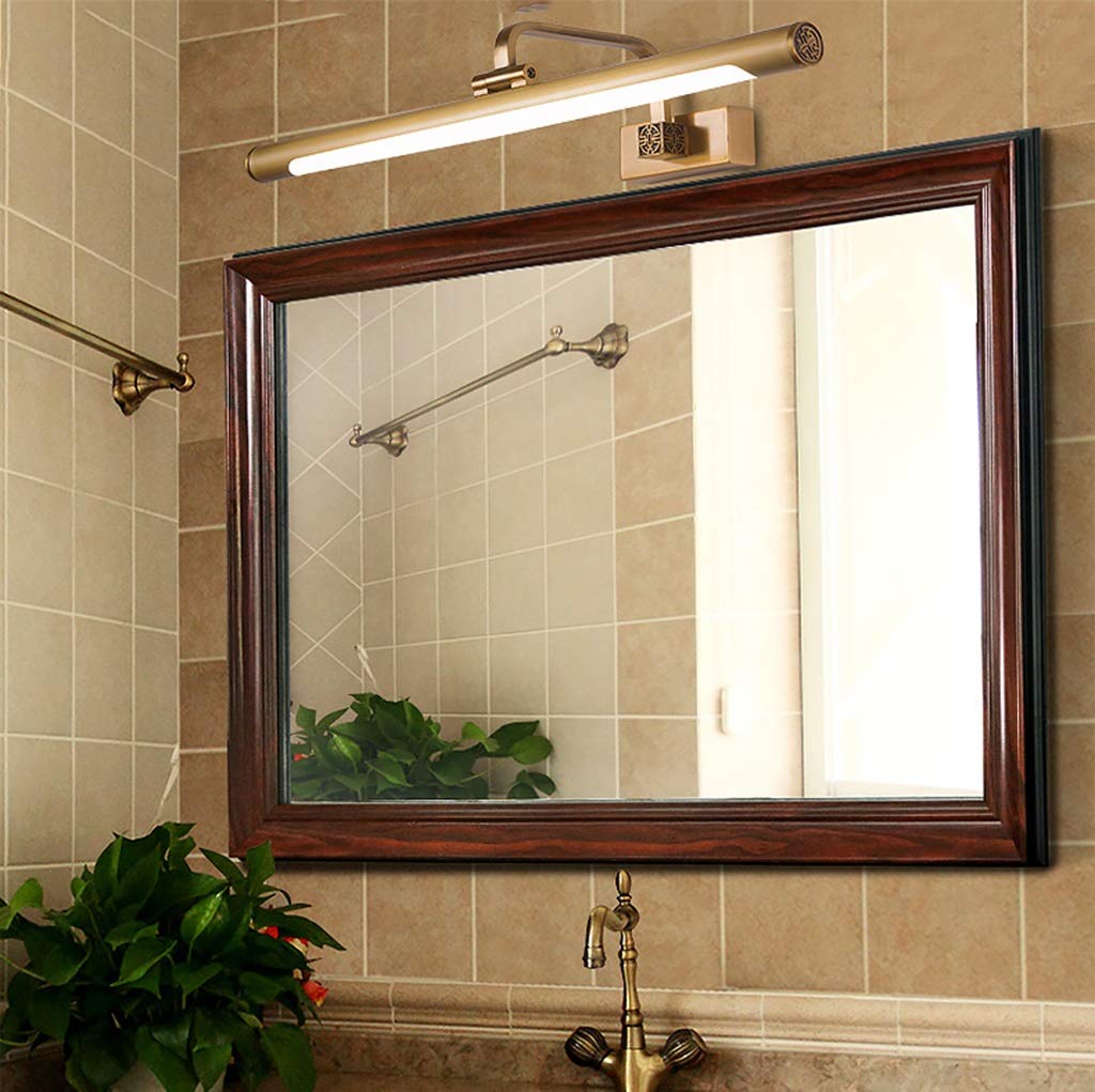 Spiegelleuchten Spiegel Frontleuchte Kupfer Badezimmer Badezimmer Schrank Spiegel Licht Retro Spiegel Licht Wasserdicht Nebel (weißes Licht) (Farbe: Messing Größe: 44-76cm) Wandleuchten