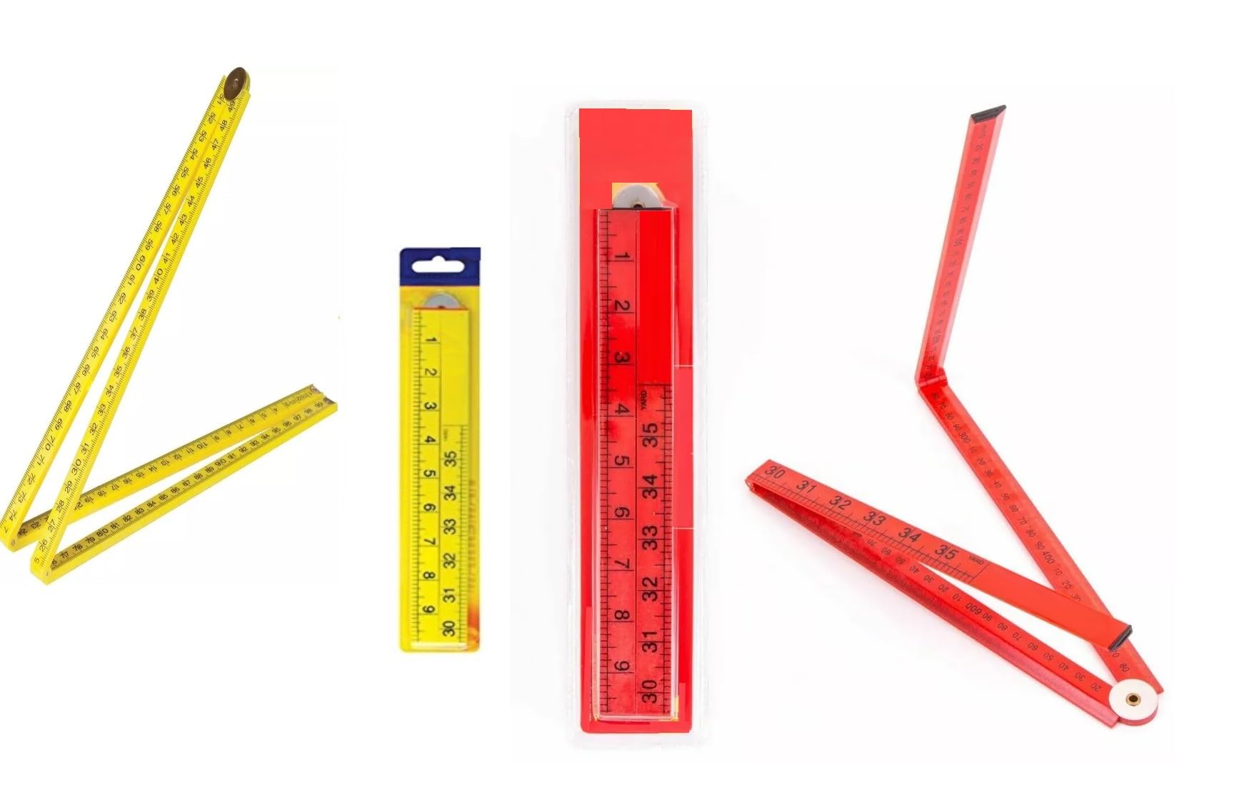 Mr.gadget's Solutions Red, Yellow Mr. Gadget's Solutions 1 Metre Folding Ruler Measuring Tool Metric Markings Imperial Long Builder Yard