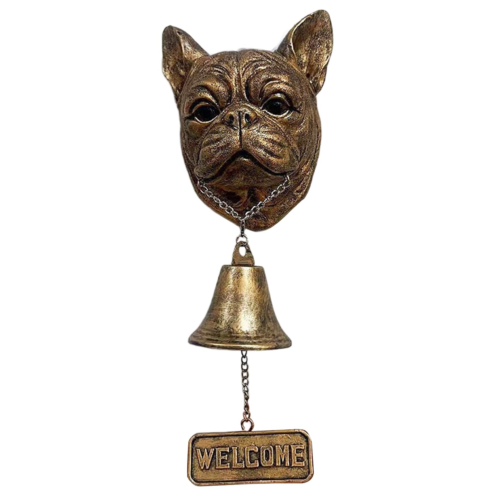 Nucelit Bronze Dog Head Shape Resins Welcome Doorbell Outdoor Wall Hanging Decoration for Dog Lover Home Entrance Decors Head Statue Door Ornament