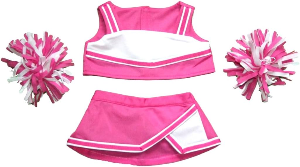 Pink & White Cheerleader Outfit Teddy Bear Clothes Fit 14" - 18" Build-A-Bear and Make Your Own Stuffed Animals