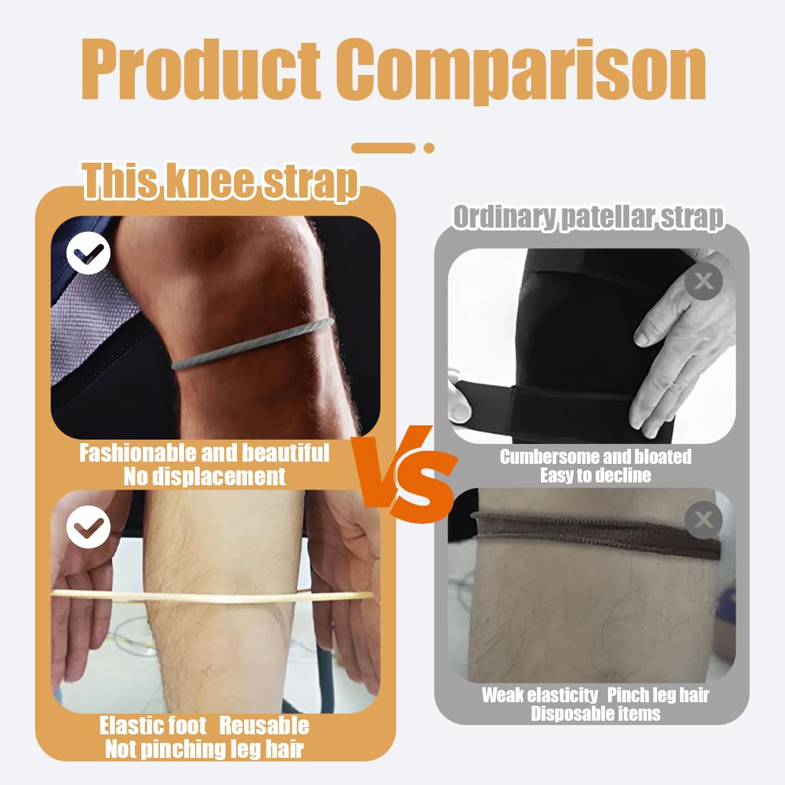 2 Pezzi Fascia Ginocchio Ortopedica In Silicone – Ginocchiera Rotuliana Per Sport, Supporto Per Tendine, Per Corsa, Basket, Calcio (Taglia Unica)