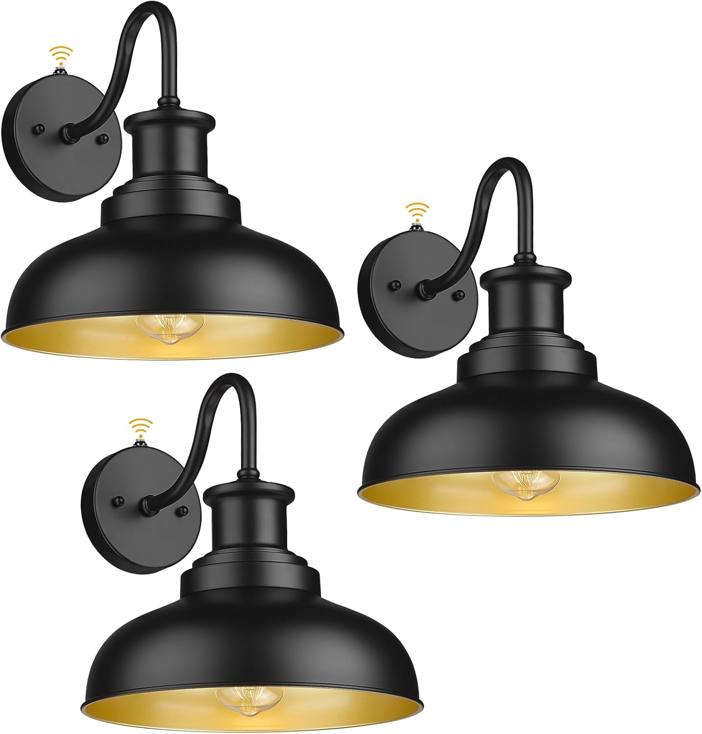 Dusk to Dawn Outdoor Barn Lights Outdoor Wall Sconces Farmhouse Exterior Wall Mount Light Vintage Wall Lighting Fixture Industrial Black Wall Lantern for Porch, 3 Pack
