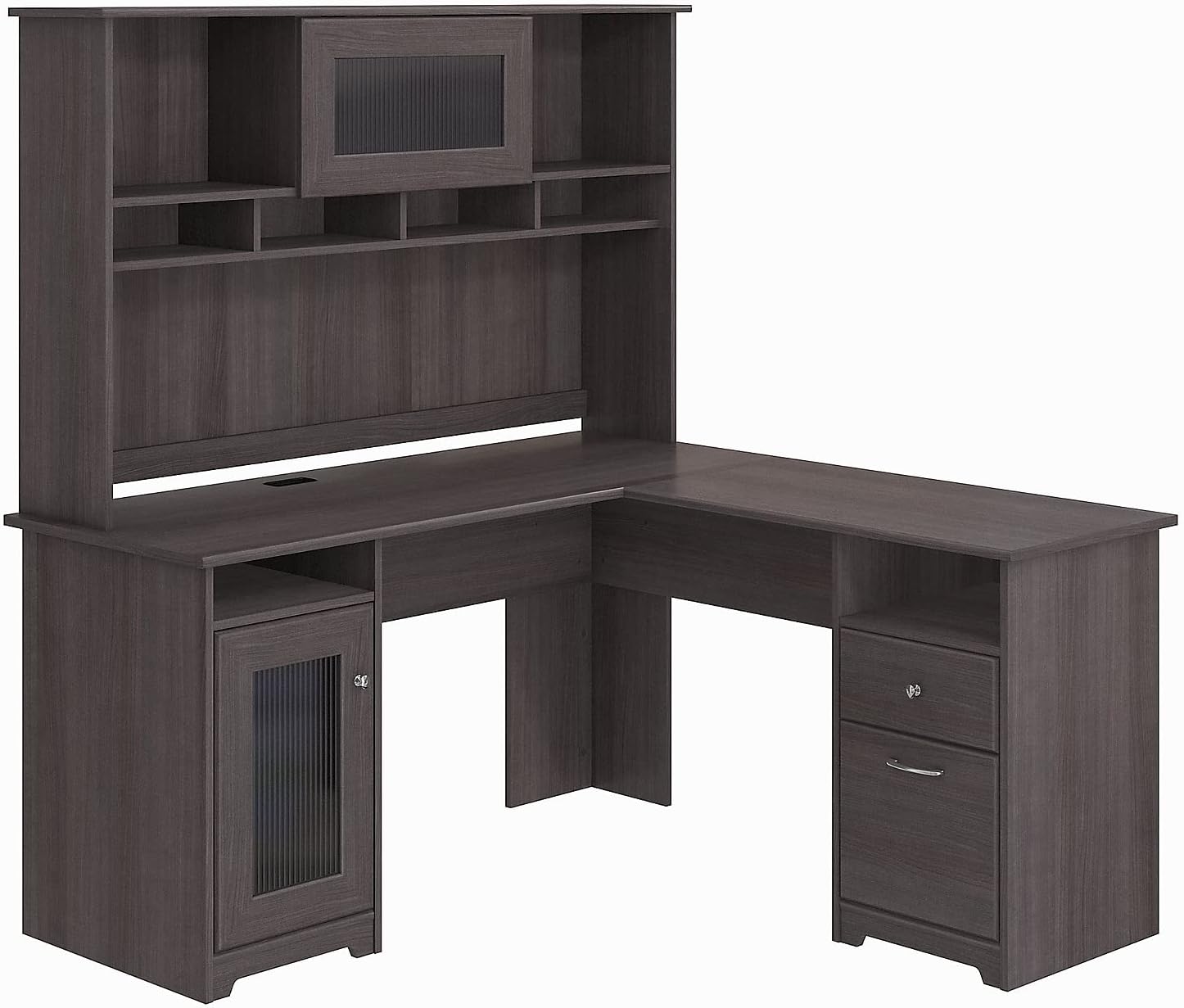 Bush Furniture Cabot L Shaped Desk with Hutch in Heather Gray : Home & Kitchen