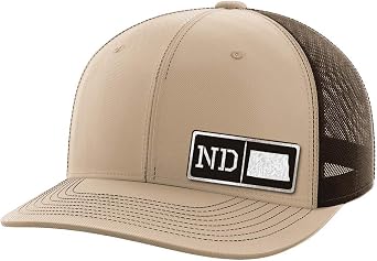 Greater Half North Dakota Blk Leather Patch Trucker Hat USA Made Adjustable Snapback MeshHomegrown6-Panel Mid Profile