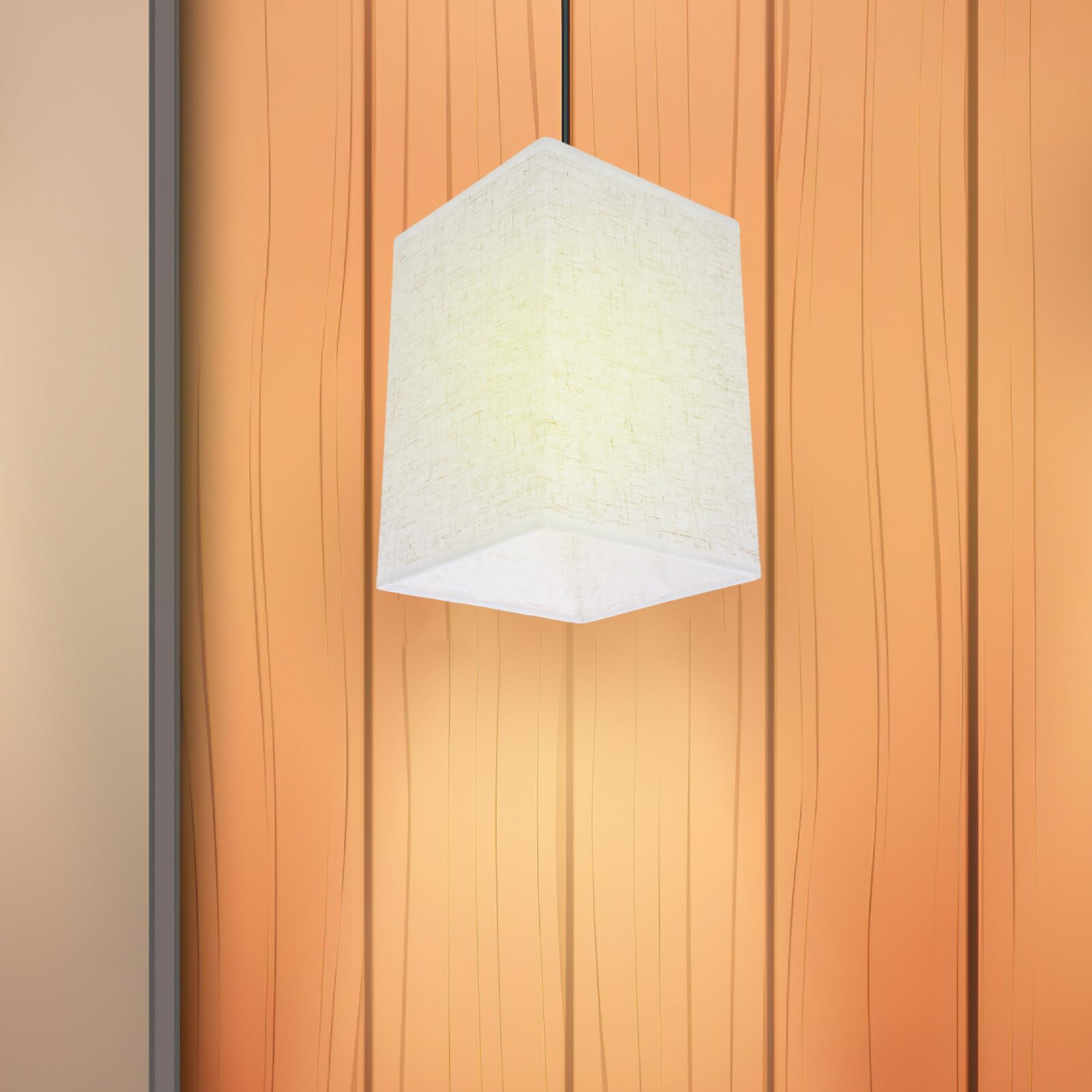 Pantalla de lino E27: 2 Piezas Pantallas De LáMpara De Mesita De Noche Modernas De Lino, 20X14X14 Cm, FáCil InstalacióN, Ideal Para LáMparas De Techo, Pared, Mesa Y Pie