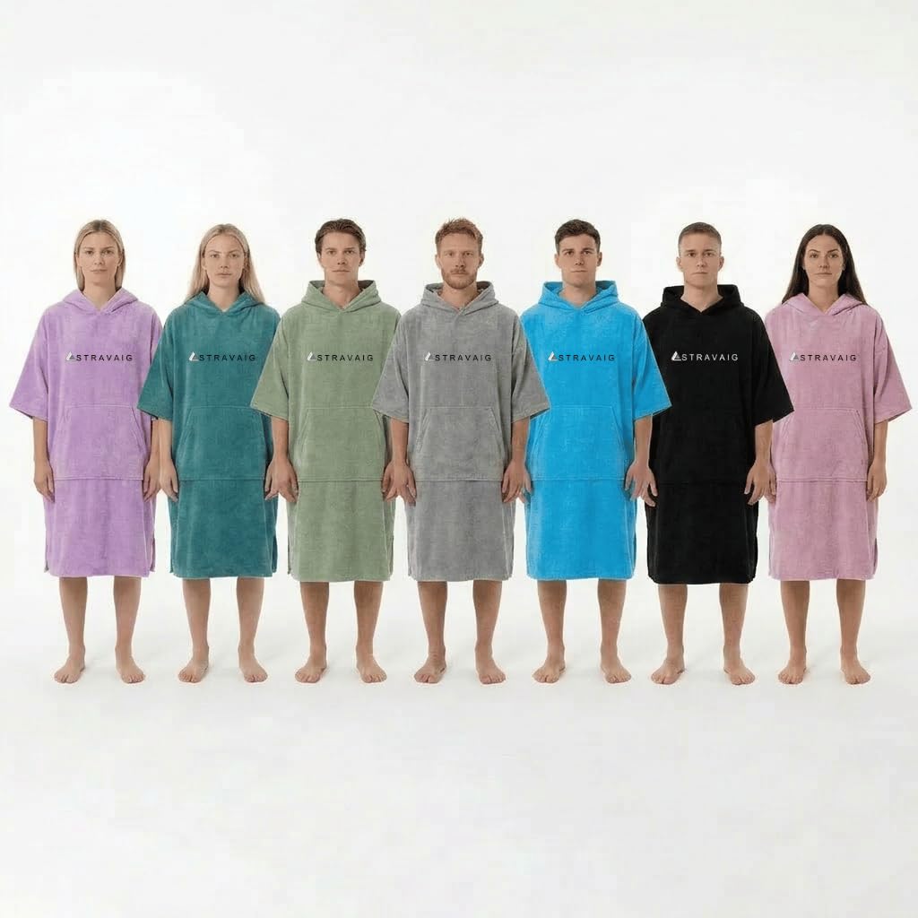 Stravaig Towelling Poncho for Adults and kids - Easy Changing Towelling Robe for Swim, Surf, Wild Swimming, Beach (Teal, S-M)