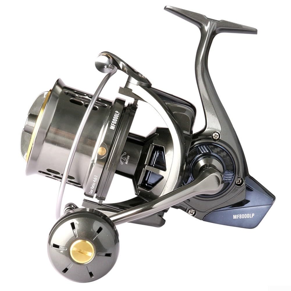 Moulinet de pêche en mer tout en métal - Longue portée - 20 kg - Pour eau salée et eau douce - MF8000LP MF10000LP MF12000LP