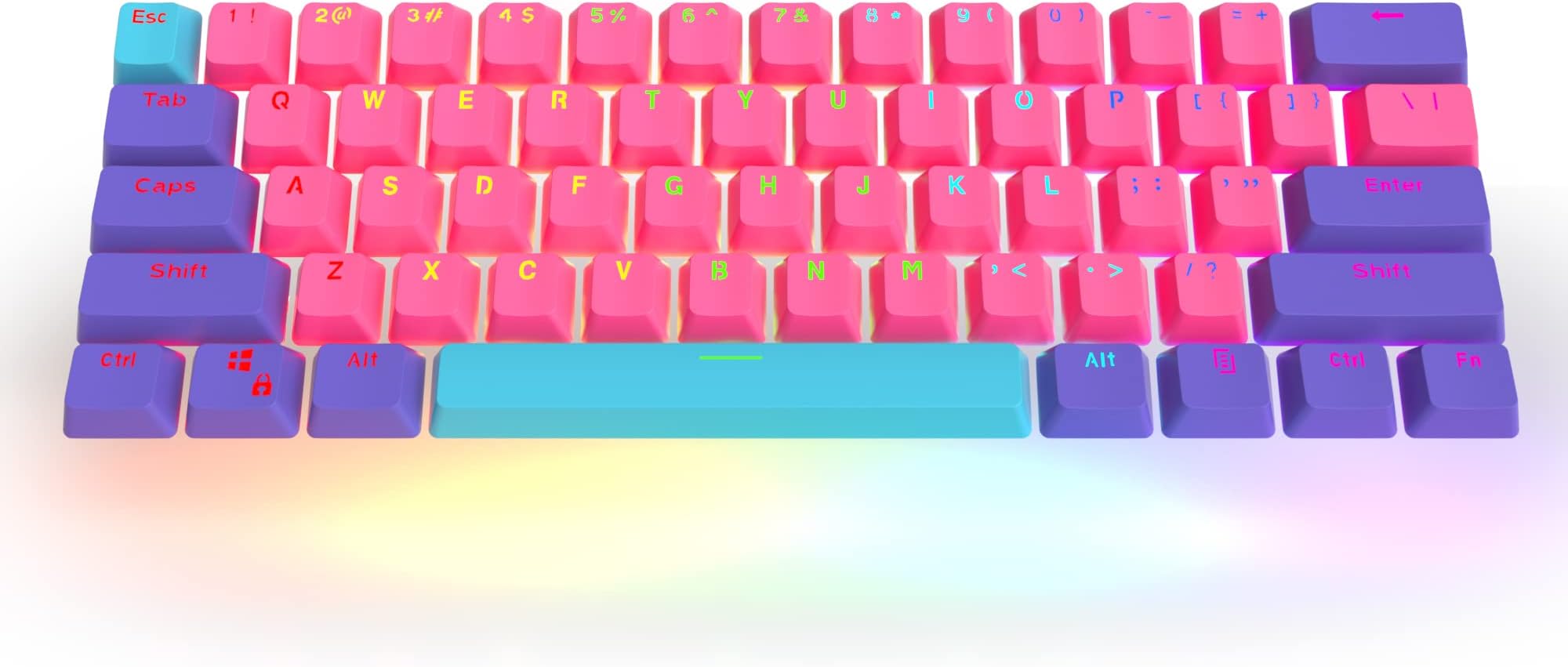 Fogruaden HYSSP Custom Keycaps - Cute Keycaps 60 Percent, Suitable for GK61//RK61/GH60/Ducky One 2 Mini Mechanical Keyboards, 61 Key Set, OEM Profile PBT Keycaps(Only Keycaps)