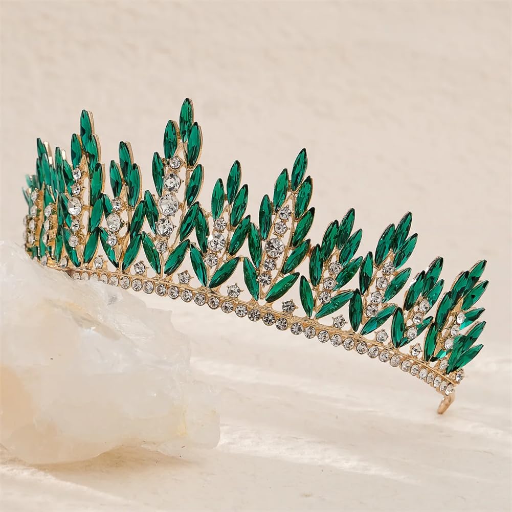 Corona e Tiara con Strass di Cristallo per Donne e Ragazze, Gioielli per Capelli da Sposa e da Festa (Oro)