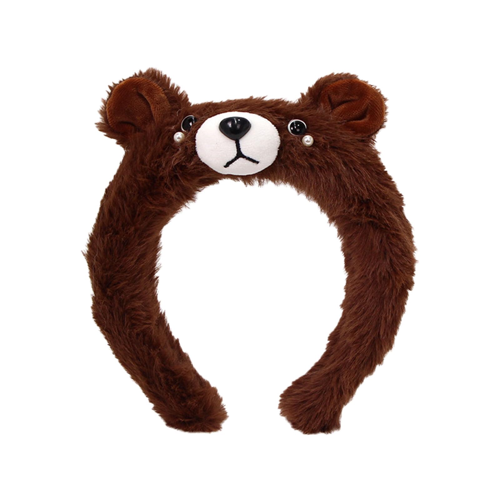 MICFENY Lovely Cartoon Bear Hairband with Lovely Ear Soft Furry Plush Hairhoop For Women and Teens Girl Everyday Face Washing