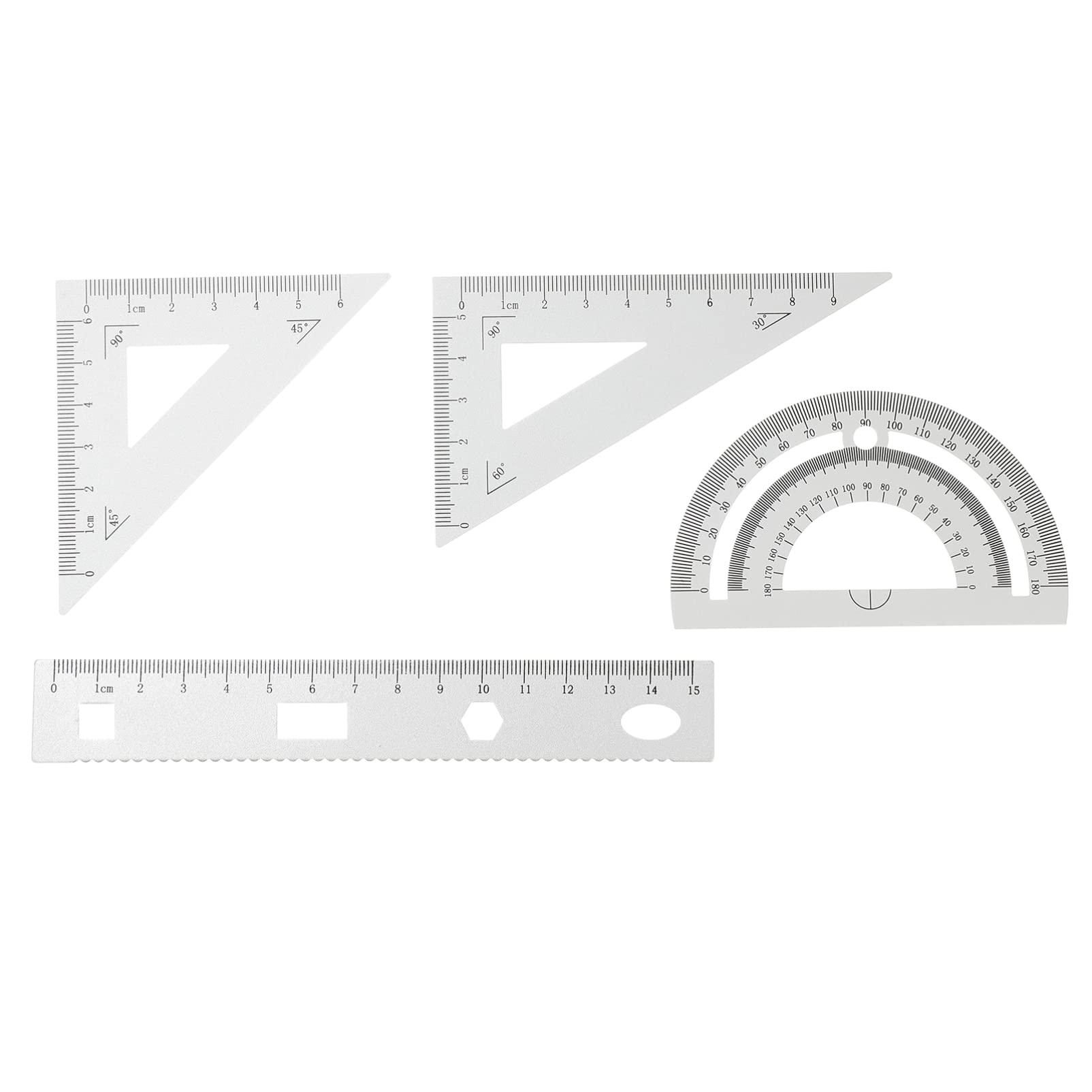 Conjunto de Geometría Metálica 4 Piezas de Aleación Plateada