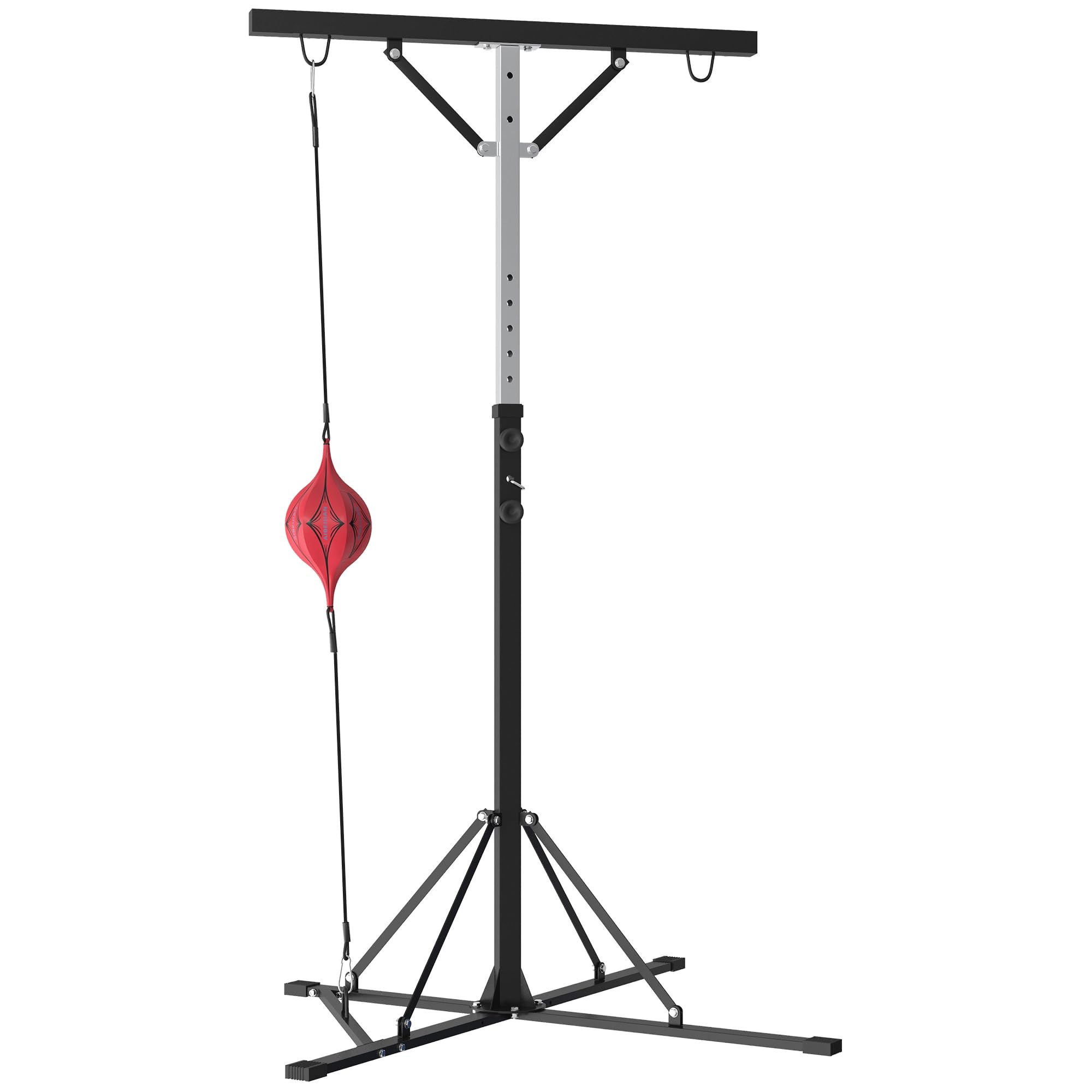 SPORTNOW soporte para saco de boxeo, regulable en altura, soporte independiente para saco de boxeo con speedball, capacidad de carga hasta 60 kg, acero, negro