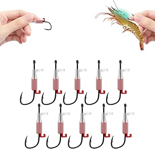 10 Pcs Luminous Live Shrimp Hooks,Holes with Night Light Fishing Hooks High Carbon Steel Barbed with Barbed,Saltwater Corrosion-Resistant for Freshwater & Saltwater Fishing