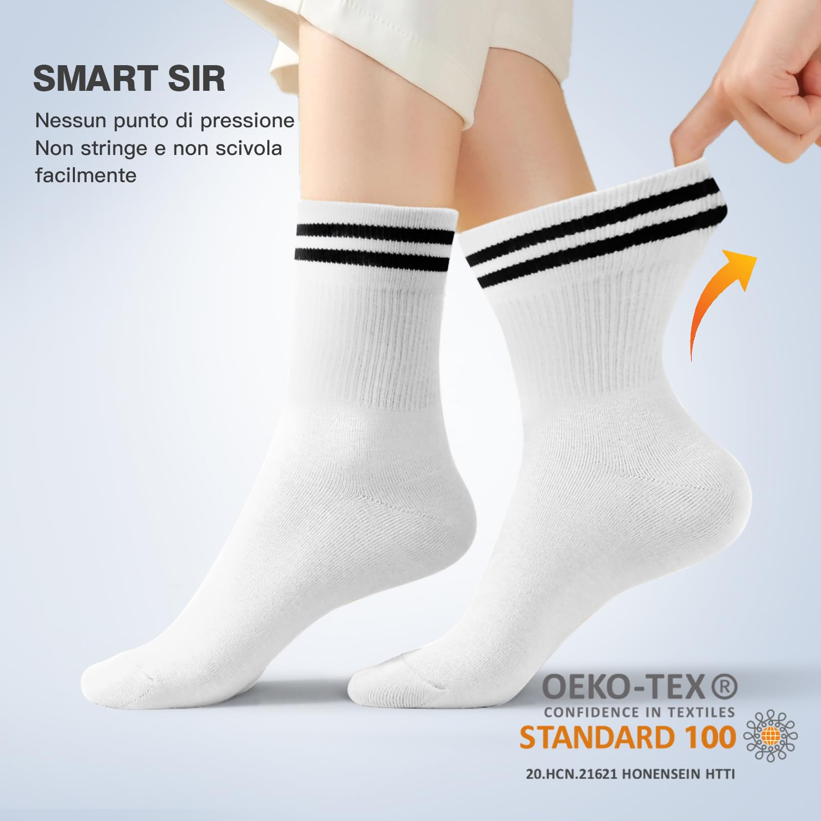 Smart Sir Calzini Sportivi Per Uomo E Donna Da 4 Paia In Cotone Di Alta Qualità, Comodi E Traspiranti, Bianchi, Calzini Lunghi