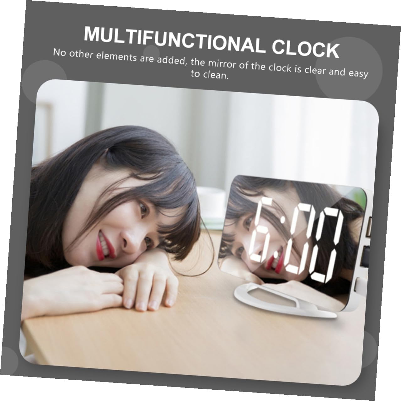 Vibrating Alarm Clock with LED Mirror Surface Digital Display, Multifunctional Shaking Bedside Clock for Bedroom Use