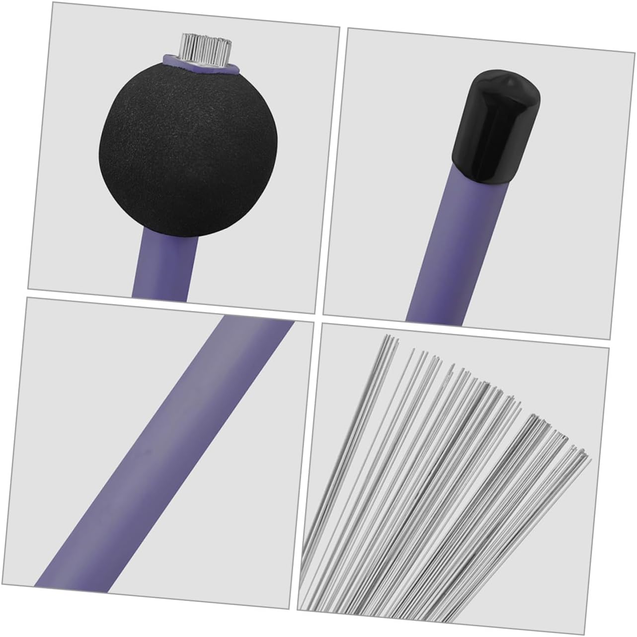 Telescopic Carbon Steel Wire Drum Brush Pair for Jazz Drum Cleaning, Adjustable Stainless Steel Wire Drumstick Brush Set for Percussion Instrument Maintenance