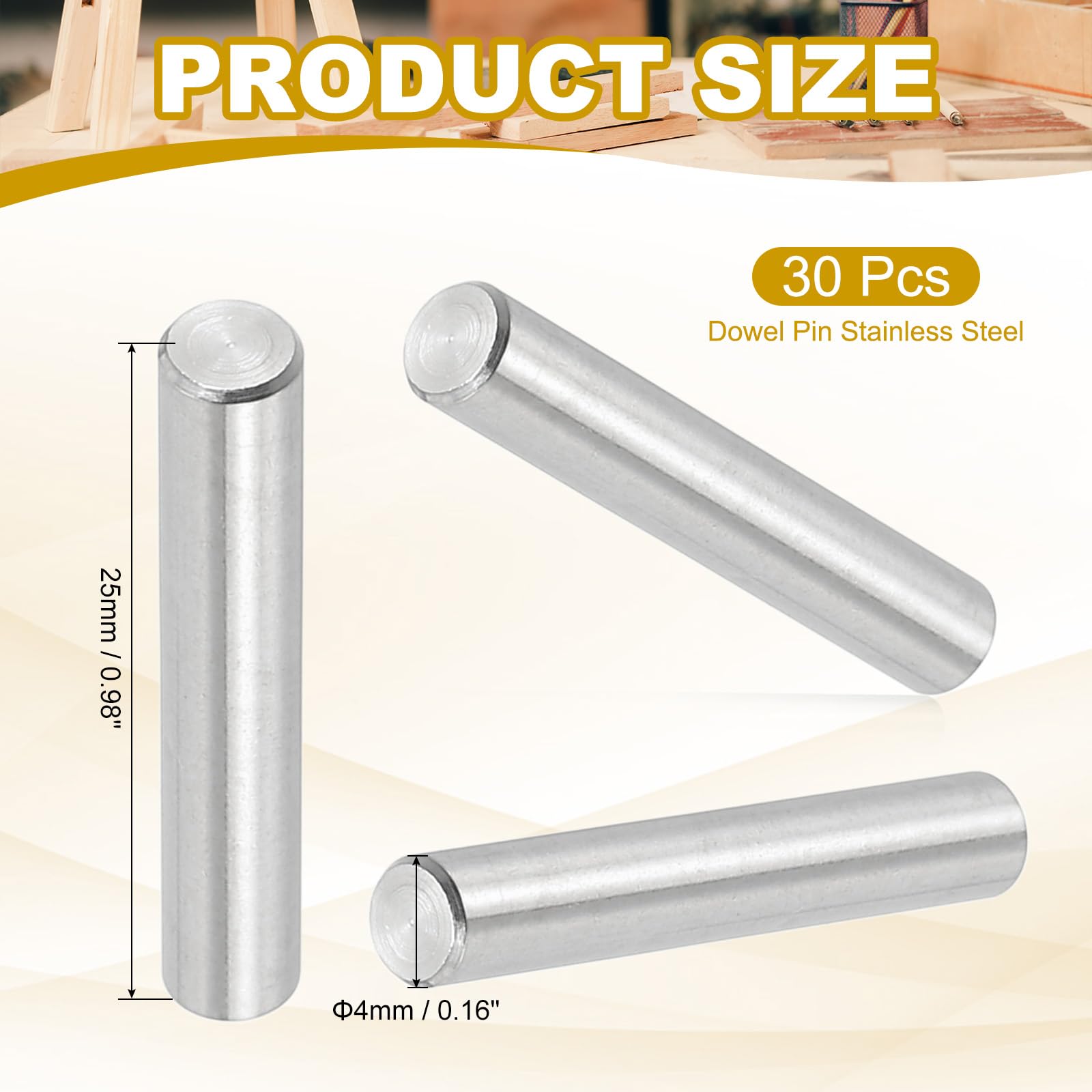 PATIKIL 4mm x 25mm Dowel Pin Stainless Steel - Image 2