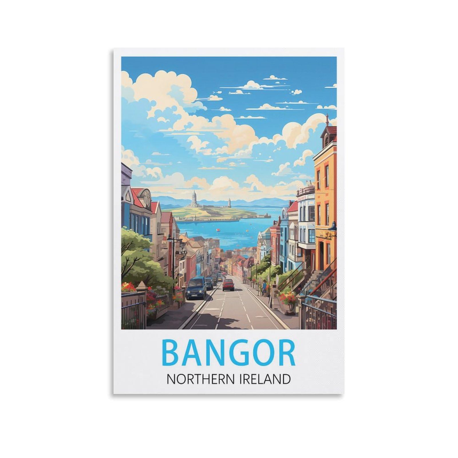 Lnuyitr Unframe-Style Bangor Northern Ireland Vintage Travel Posters 12X18inch(30X45cm) Canvas Art Posters And Wall Art Picture Prints Modern Home Bedroom Decor Posters