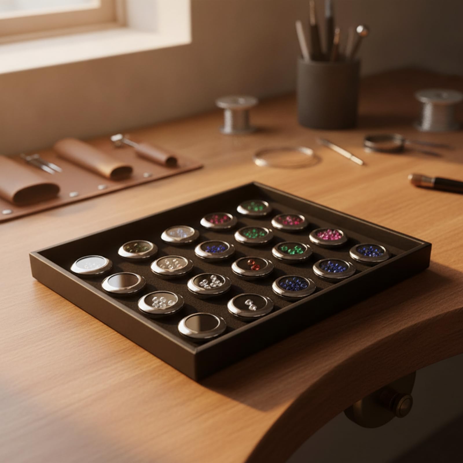 Organizador Diamantes Expositor con Compartimentos Práctico Caja Organizadora con Compartimentos para Joyeros