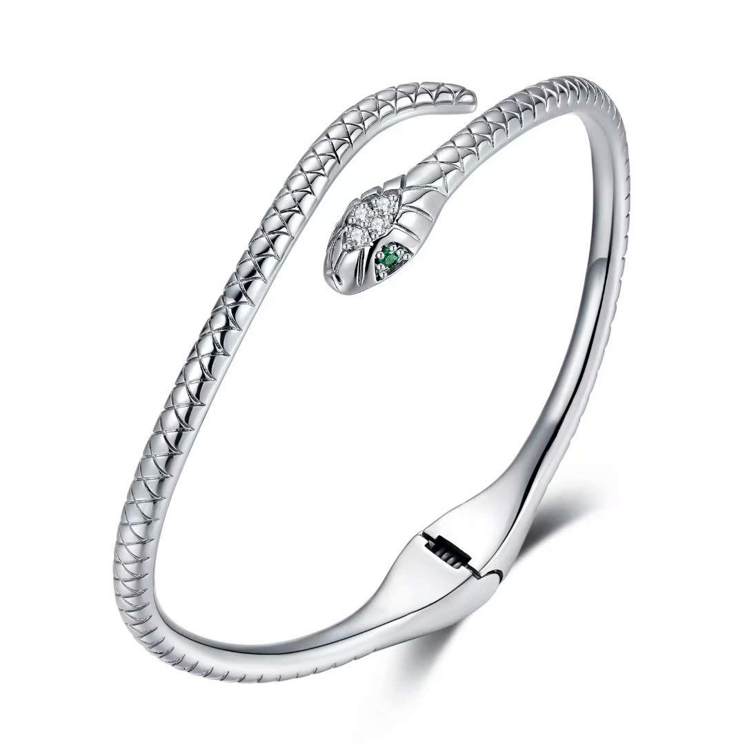 Qings Bracciale Serpente Oro Regolabile – Gioiello Aperto Donna Con Zirconi, In Acciaio Inossidabile, Per Ragazze