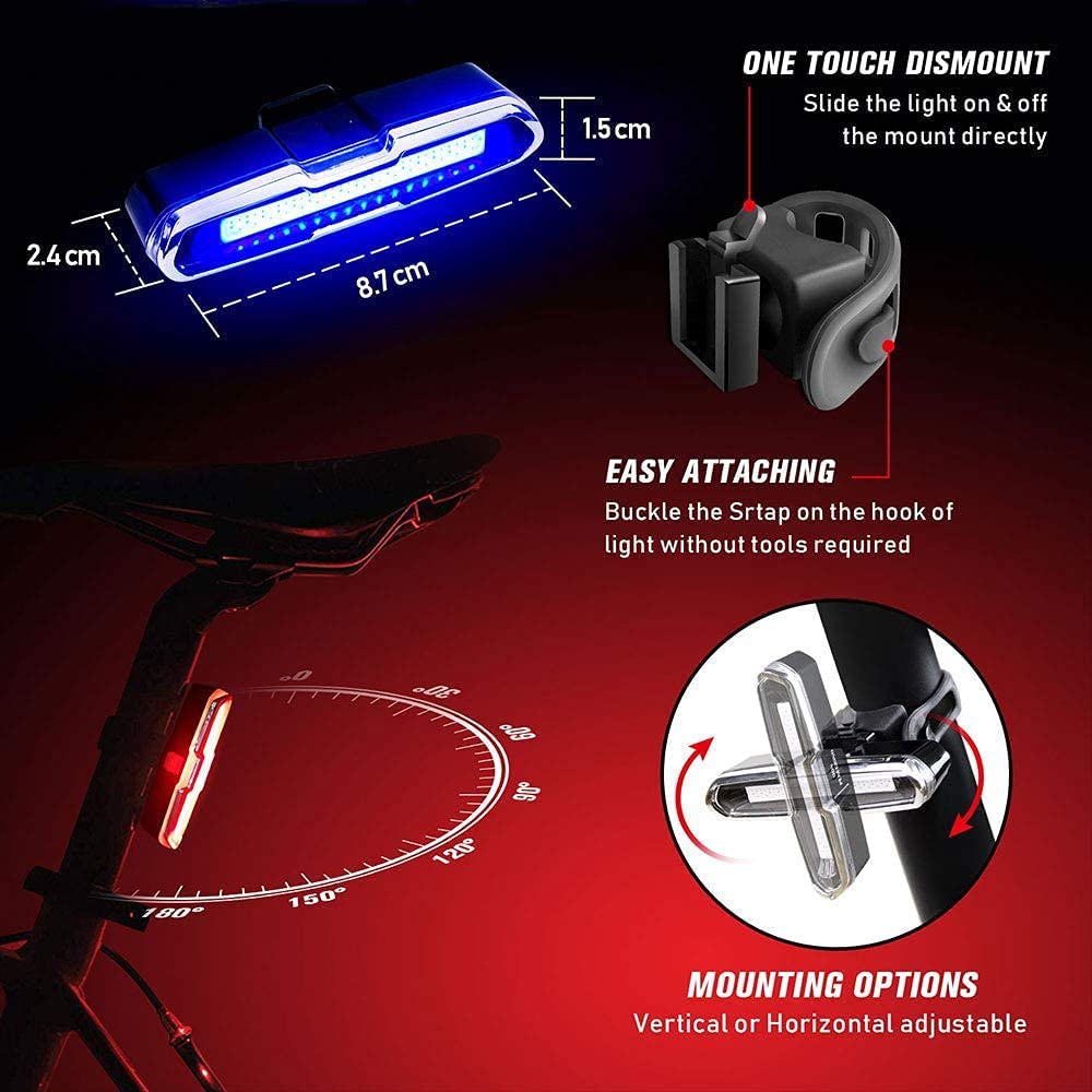 Feu arrière de vélo Ultra-Lumineux à LED Haute intensité Rechargeable par USB, Accessoire pour vélo de Montagne