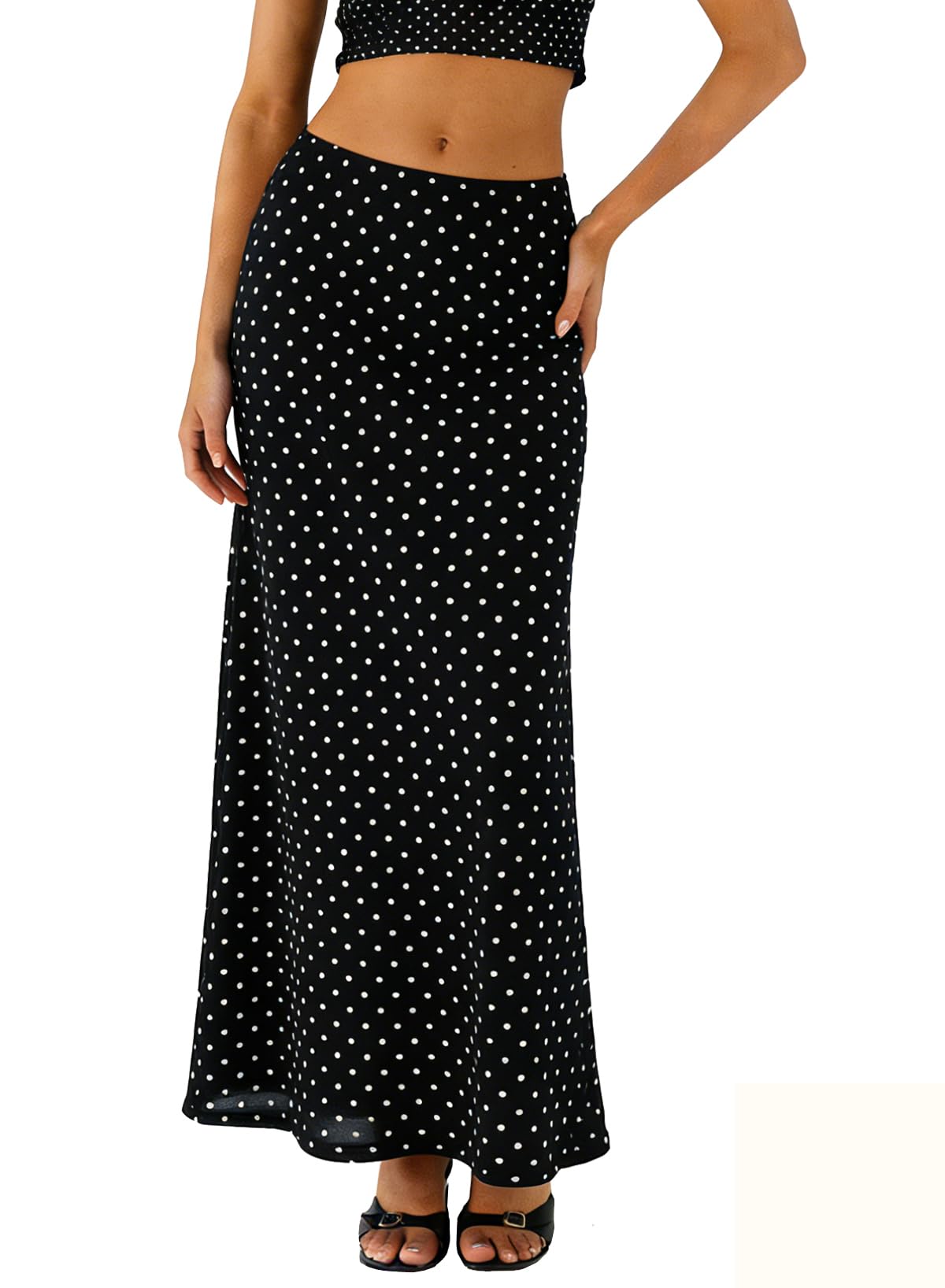 BLENCOT Womens Long Mesh Skirts Spring Boho Printed High Waisted A-Line Flowy Maxi Skirt for Beach Vacation