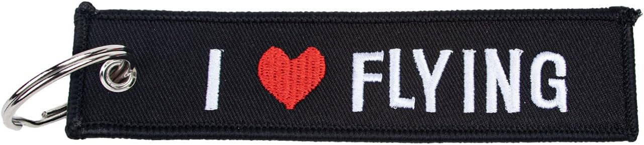x xotic tech Keychain Tag with Key Ring for Motorcycles, ATV UTV, Cars, Backpack, Keys Tag Lock Luggage Scooters Embroidered Accessory (I Love FLYING)