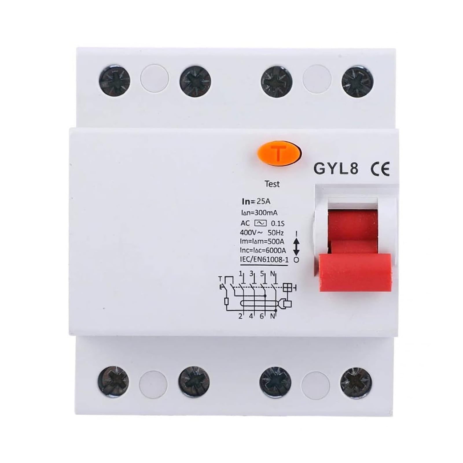 Disyuntor inteligente automático de corte tetrapolar AC400V 63A eficaz 8