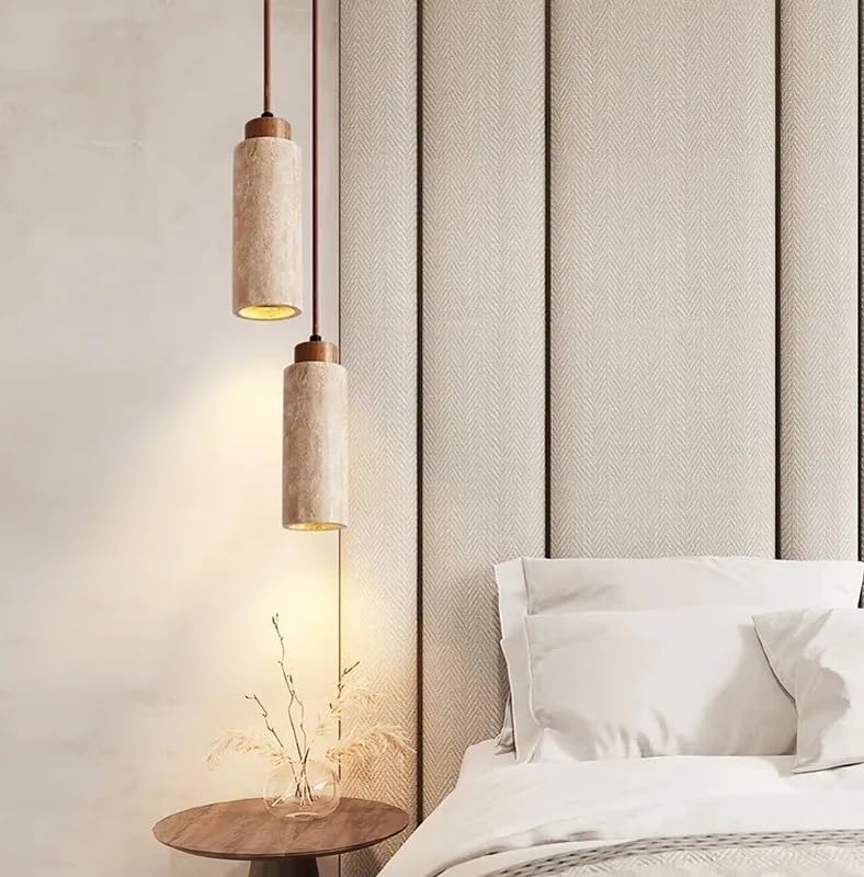 Lustre LED suspendu en marbre pour remplacer un éclairage de salon trop terne
