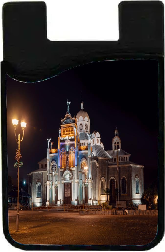 Island Gifting Neoprene Stick-on ID Card Holder for iPhone/Galaxy/Google Android Cases Featuring Image of Cathederal Basilica de neustra Senora in Costa Rica