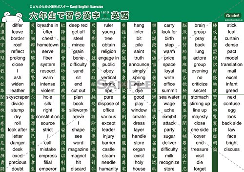 小学校漢字1006字で覚える英語 漢英ポスター ６枚セットと発音練習音声データ 文房具 オフィス用品 School Nbsp Supplies Whenbuy Jchere Com