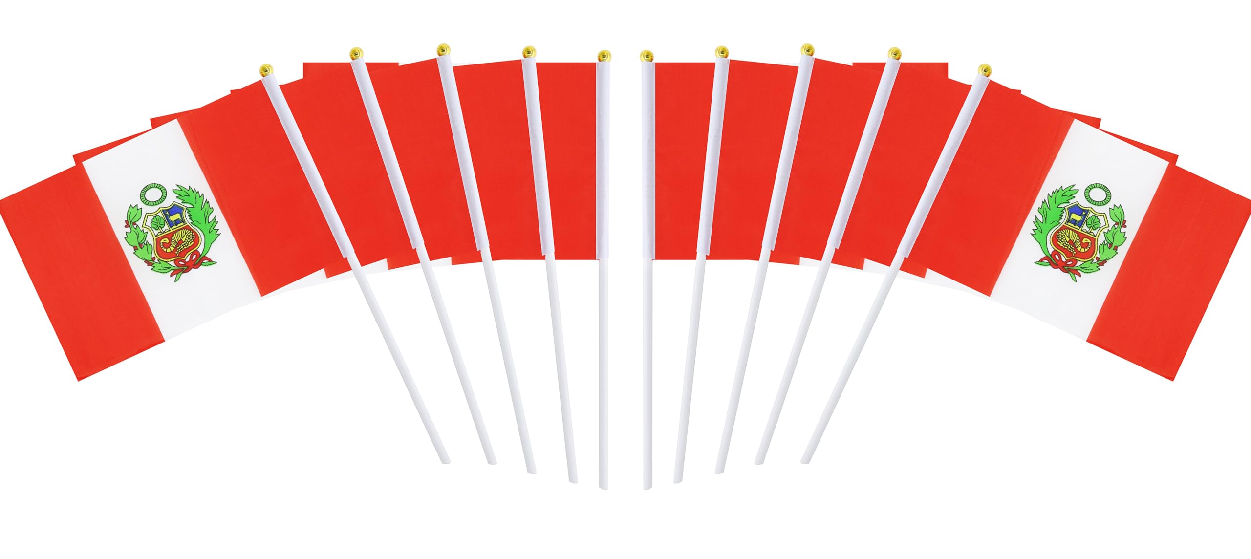 10 packs, 34 North and South American plastic poles, hand waving flags (Peru)
