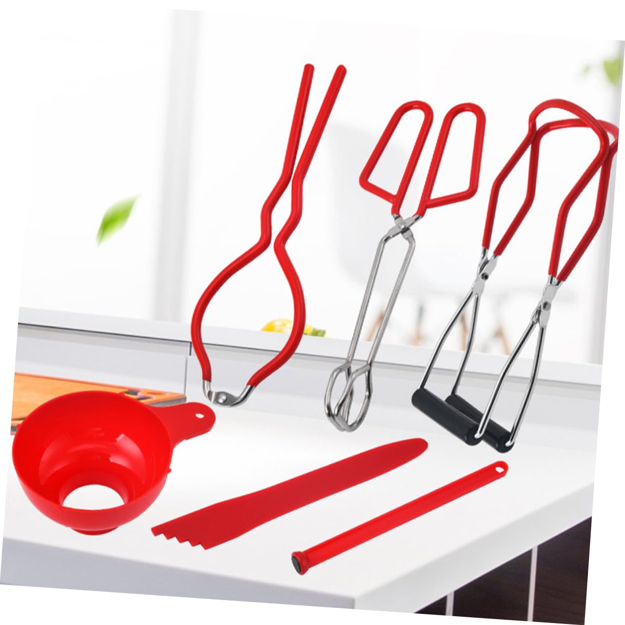 Cabilock 1 Jeu pinces à conserves outils confiture pouvez ouvre-bouteille nécessité pot Acier inoxydable rouge
