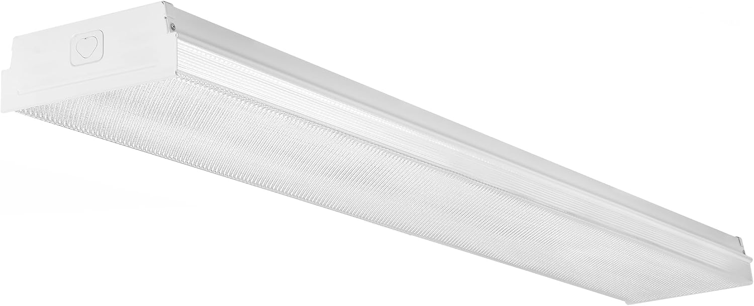 Maxxima 4 ft. Wraparound LED Shop Light Fixture, Linkable, Selectable Color Temperature/Wattage, 3 CCT, up to 6800 Lumens, Hardwired or Plug-in, Surface Flush Mount