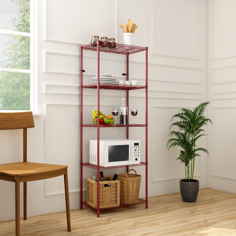 Image of 5-Shelves Heavy Duty Steel Storage Rack | Multipurpose Shelving Unit for Kitchen, Home & Utility
