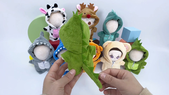 Traje De Dinosaurio Kawaii Para Muñecas De 17 Cm - Disfraz De Felpa Suave Para Muñecos Coleccionables, Incluye Capucha Y Cuerpo