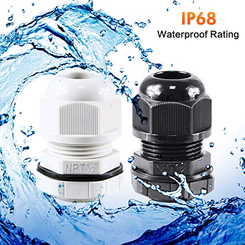 Image of XHF 5 Pcs 3 /4 inch IP68 Strain Relief Nylon Cord Grip Waterproof NPT Cable Glands Adjustable UL Listed and RoHS Compliant (Grey)