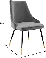 Vista 3 de Modway EEI-3907-GRY Adorn - Silla auxiliar de comedor de terciopelo copetudo, color gris