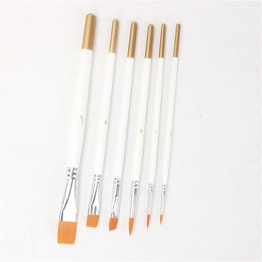 Set di 6 pennelli per Capelli in Nylon, acrilici, pennelli per Olio per acquerelli, per Materiale Scolastico, Pennello (6 Pezzi)