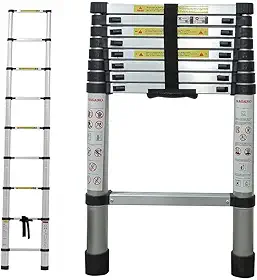 Escada Alumínio Telescópica 2.6 m 9 Degraus - Multifuncional